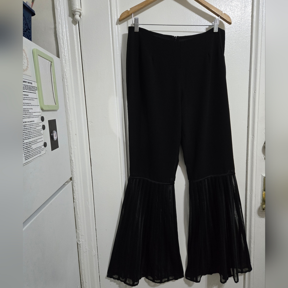 JS Collections Black Flared Pants with Sheer Detail